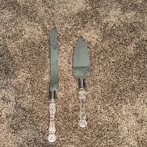 FAUX CRYSTAL WEDDING CAKE KNIFE SET